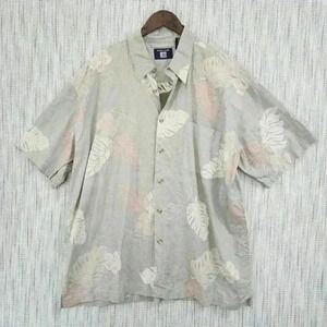 World Island Inside out Button‎ down Short sleeve Hawaiian Leaves Printed XL